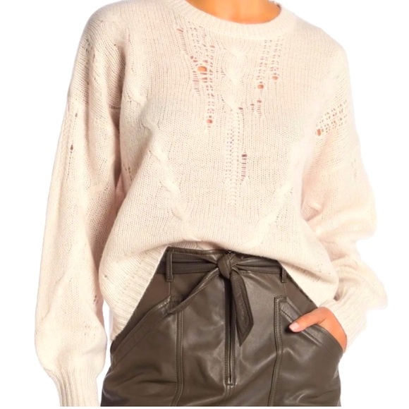 SOLD NWT $400! LUXE 360Cashmere Ivory Sweater Sz L - Picture 4 of 8
